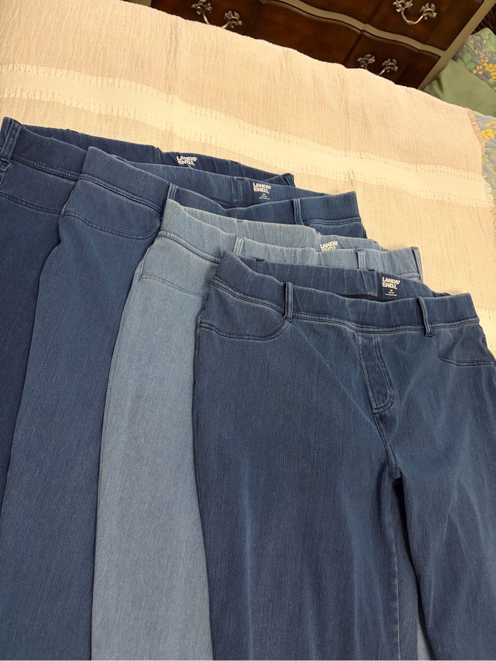 4 pair of Lands' End Women’s Starfish Blue Stretch Jeans - Multiple Washes
